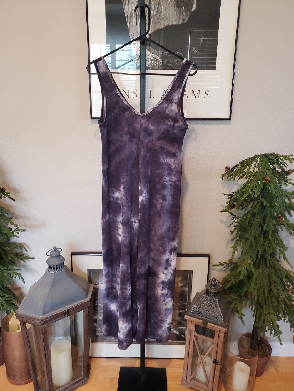 Sleeveless Tie-Dye Purple V-Neck Jumpsuit